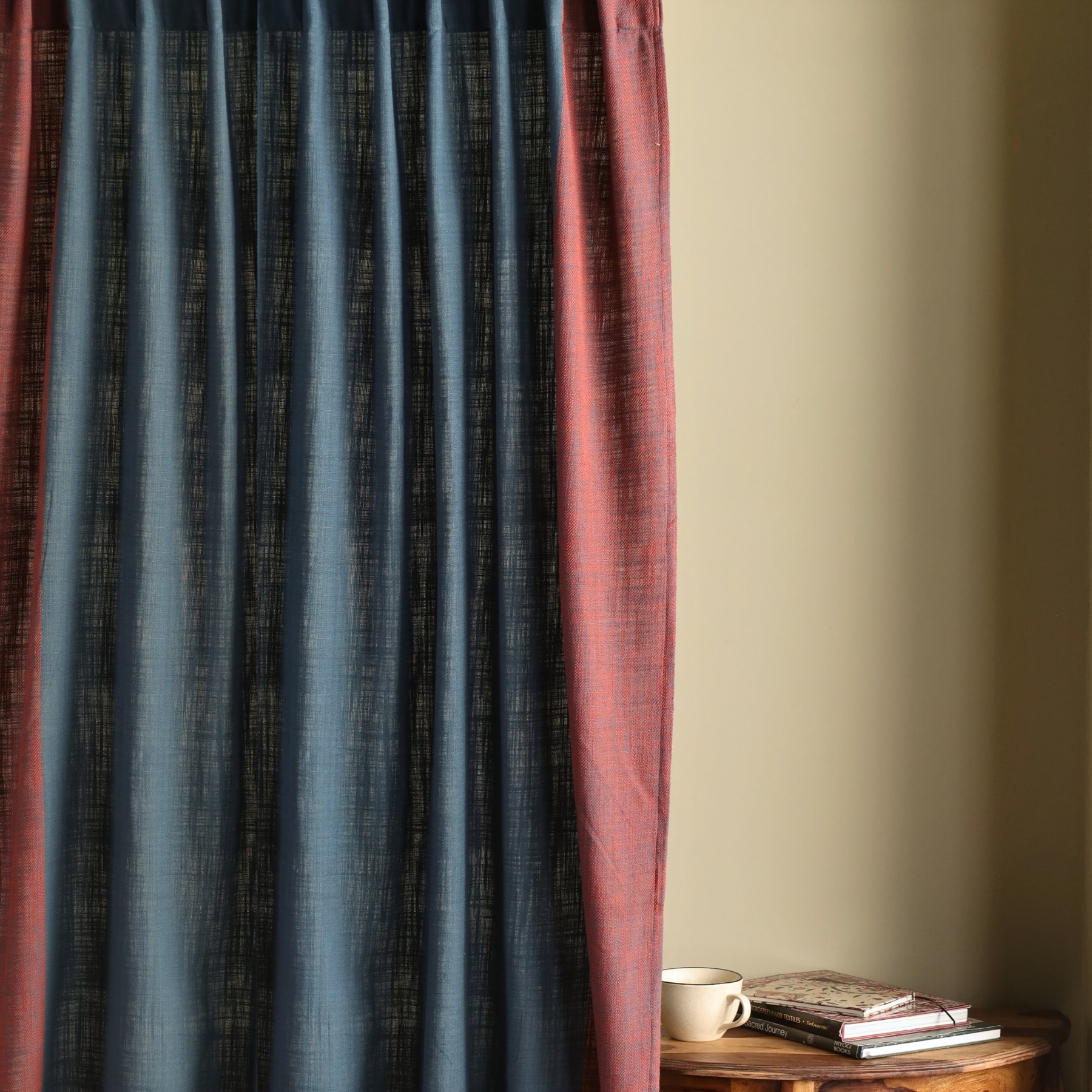 Pure Cotton solid Curtains set in bright navy blue Colours, available in 7ft as pack of 2