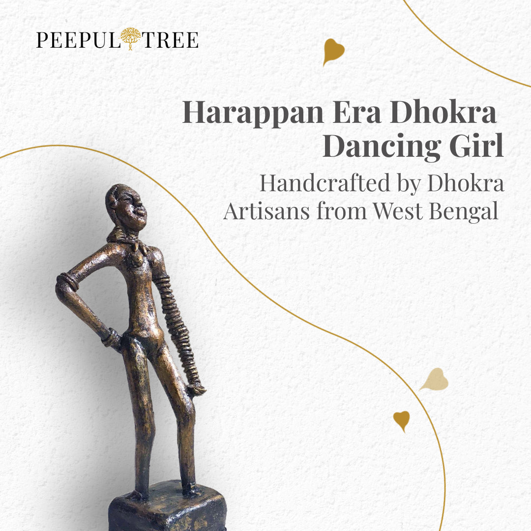 Handmade Harappan Dancing Girl Replica in Dhokra Metal