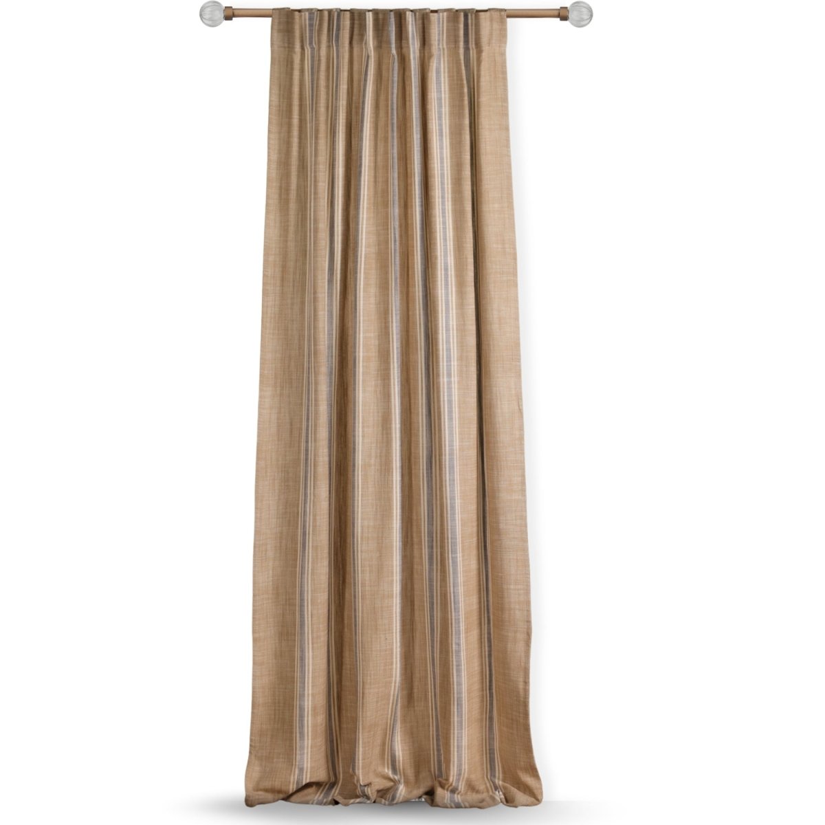 Beige & Blue Handwoven Cotton Striped Curtain 7 ft