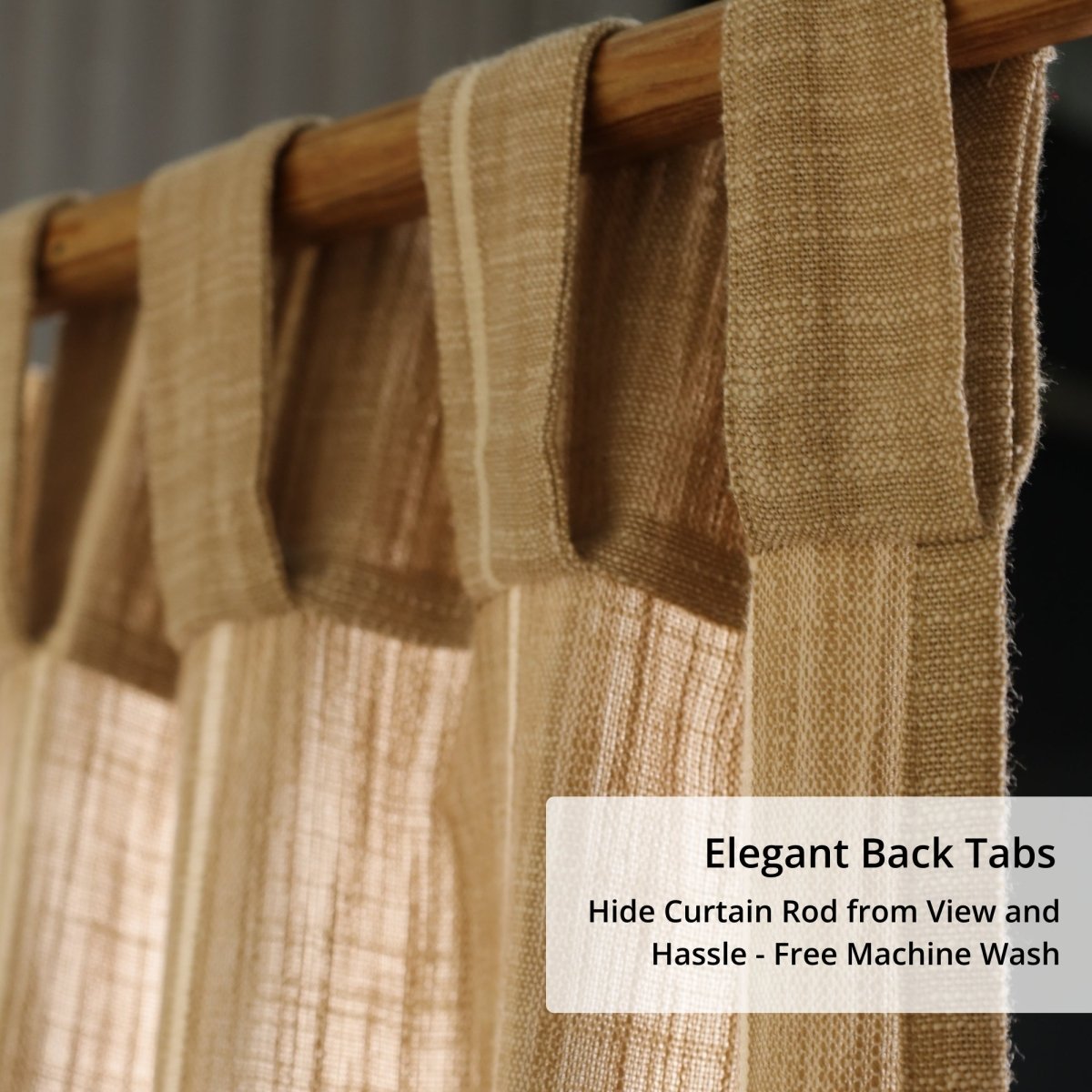 Beige Handwoven Cotton Striped Curtain 7 ft