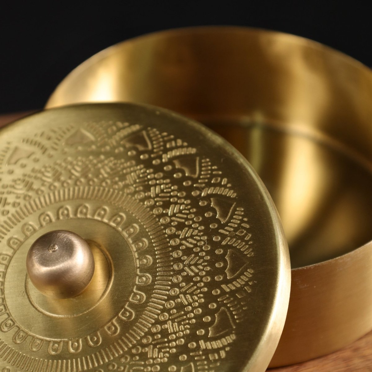 Pure Brass kitchen masala box | Traditional Engraved designed kitchenware