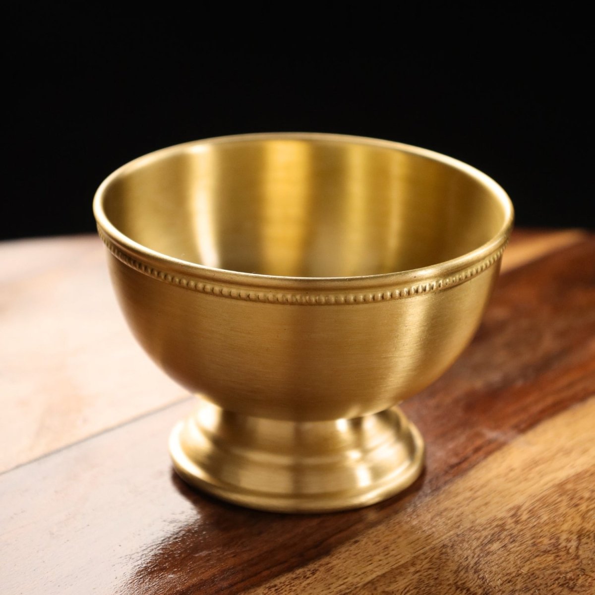 Handcrafted pure brass serving bowl with traditional etching, ideal for puja, prasadam, or serving dry fruits, adding timeless Indian elegance. Set of 1
