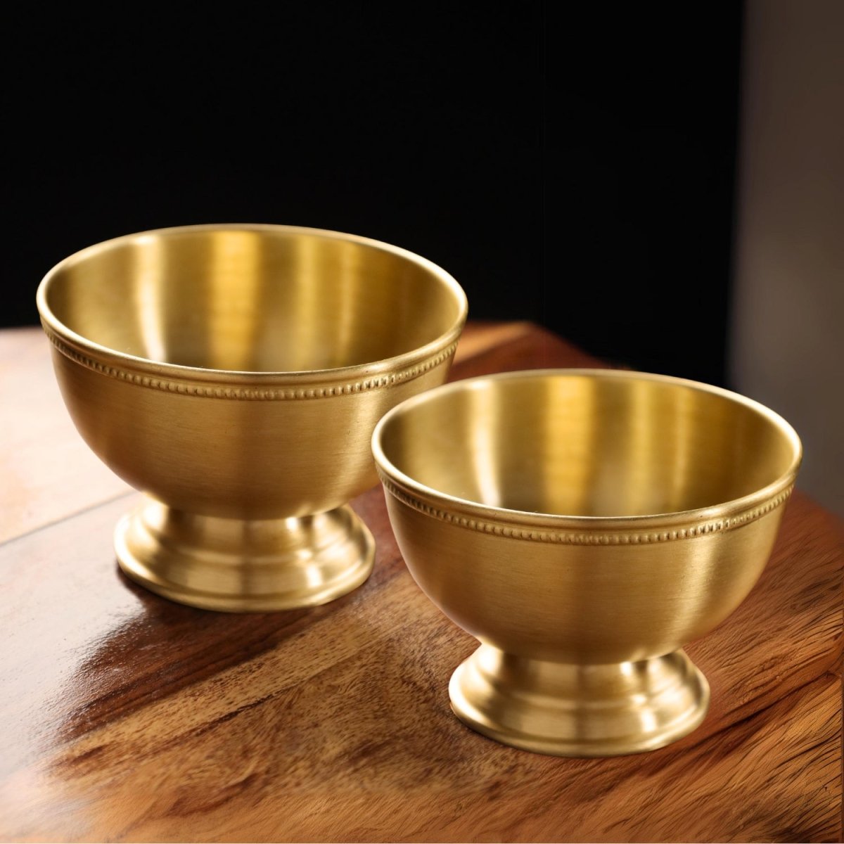 Handcrafted pure brass serving bowl with traditional etching, ideal for puja, prasadam, or serving dry fruits, adding timeless Indian elegance. Set of 1