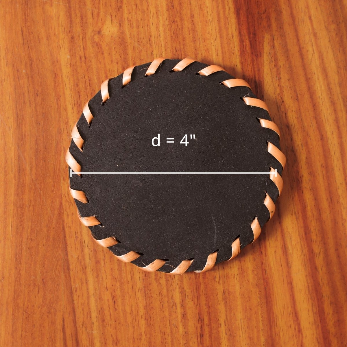 Coasters in Wicker and Wood | Set of 6 | Dining and Coffee Table | Eco friendly Heat resistant and Durable | Handmade in India - Set of 6