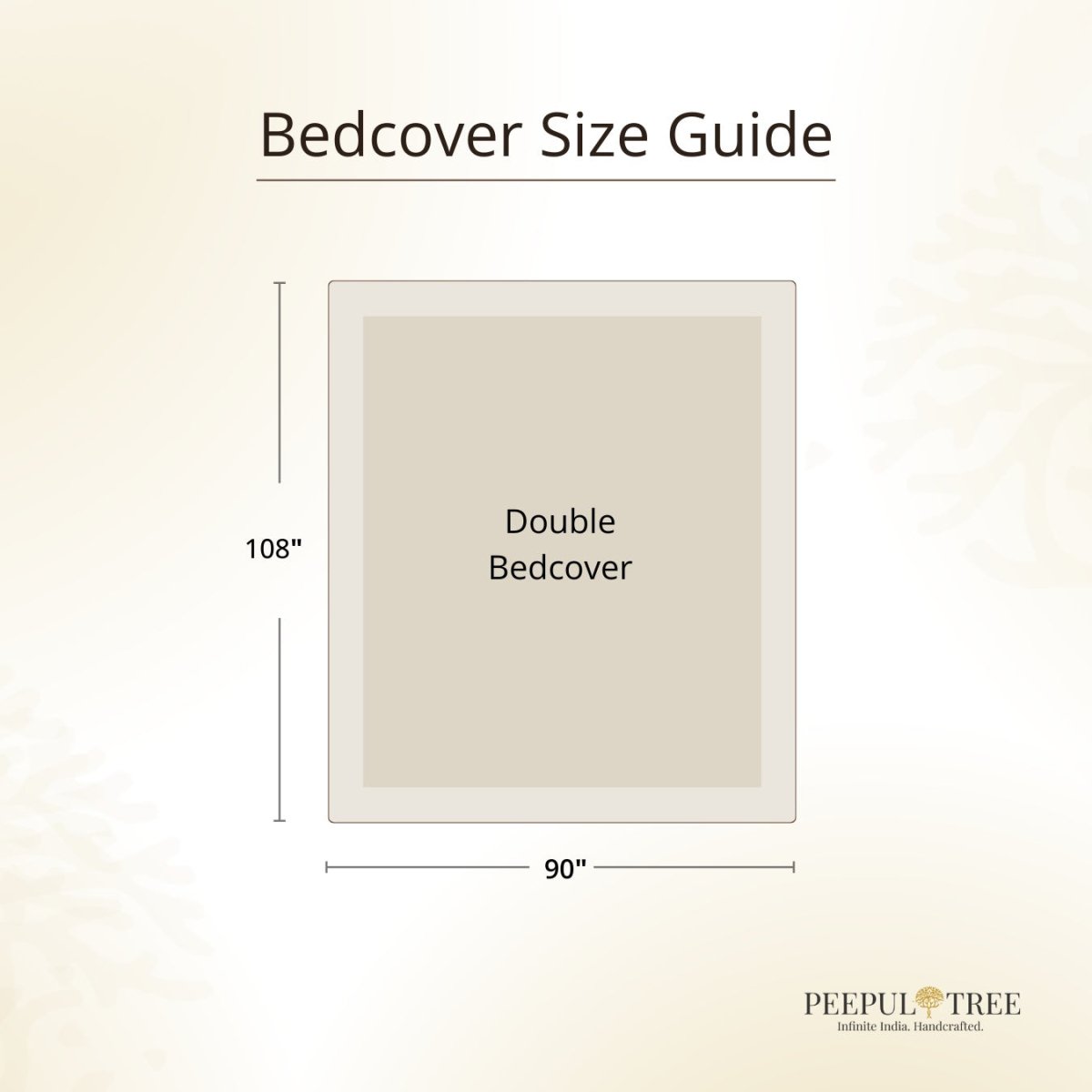 Beige And Leaf Green Pure Cotton Bedcover | Queen Size | Handprinted