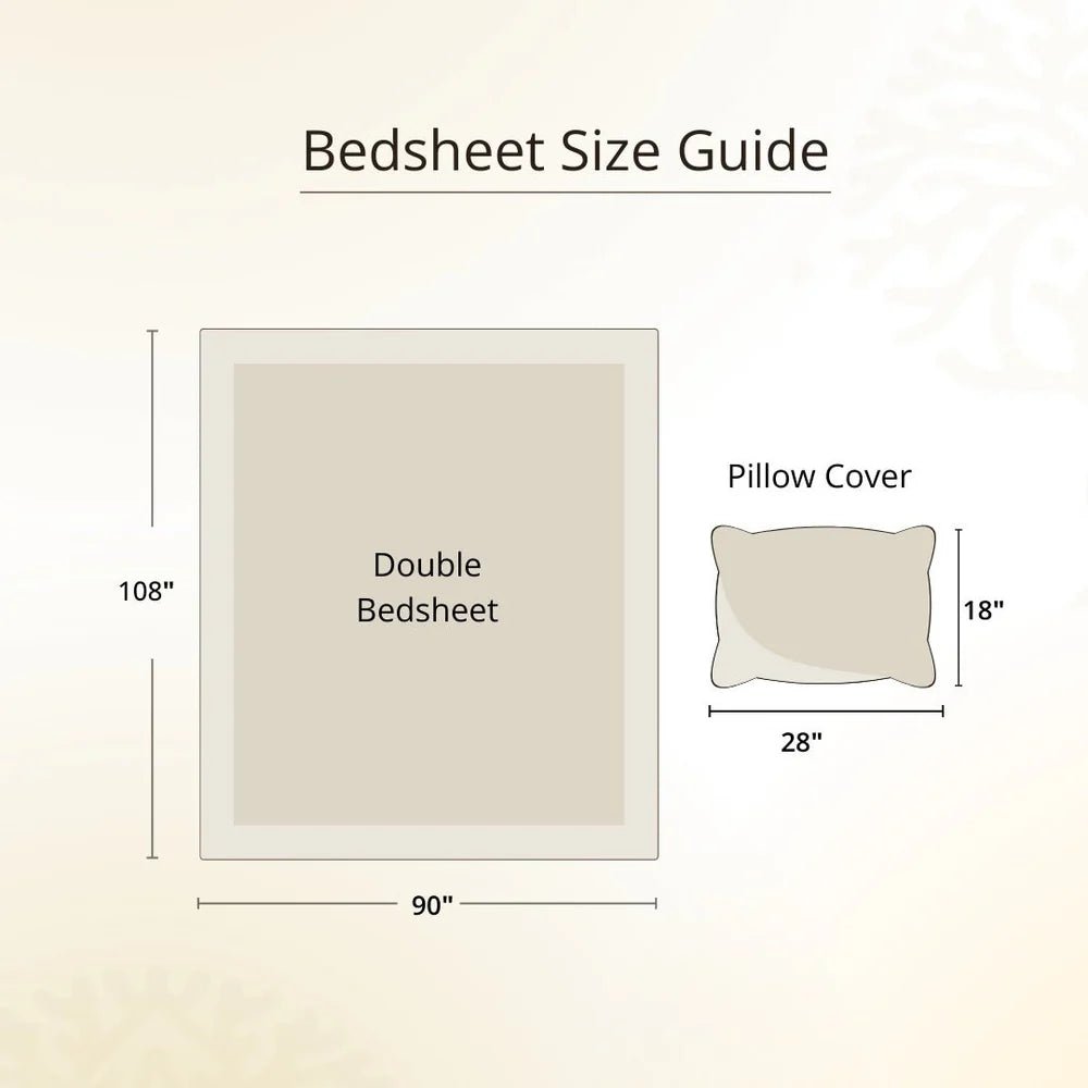 Cotton Bed sheet Set With 2 Pillow Covers| Pure Cotton Hand Printed In Cypress Yellow | Queen size
