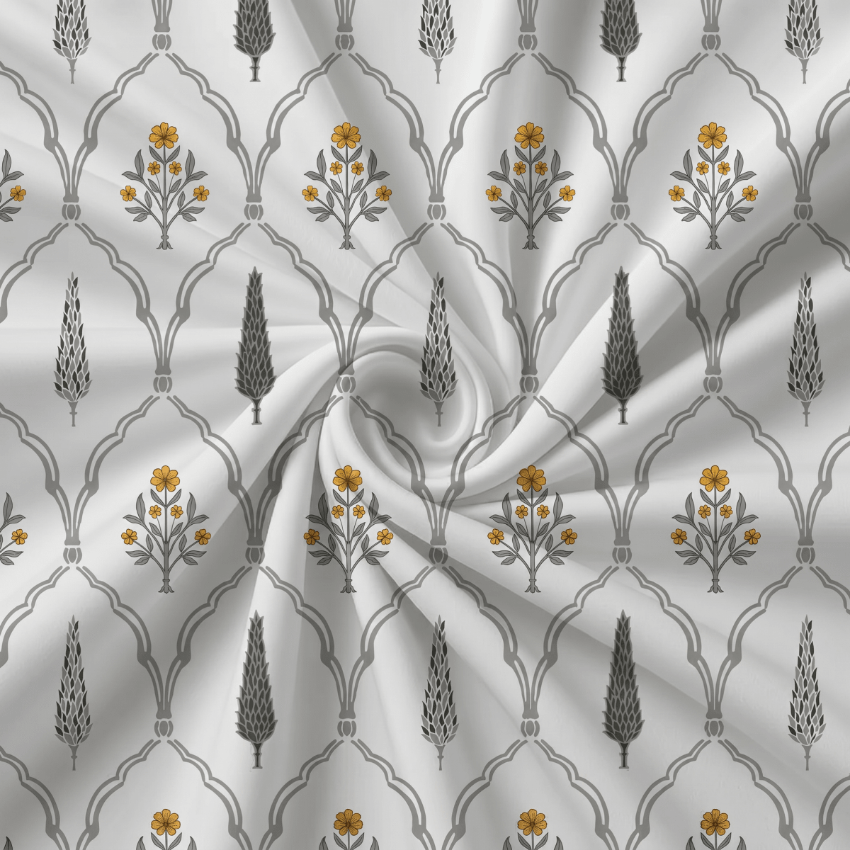 Cotton Bed sheet Set With 2 Pillow Covers| Pure Cotton Hand Printed In Cypress Yellow | Queen size
