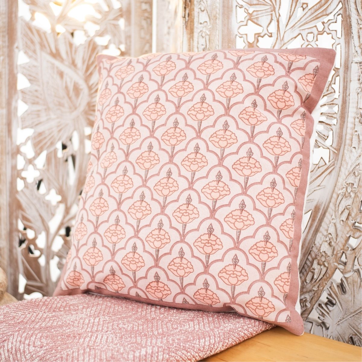 Dusty Pink Cotton Cushion Cover | 18x18 in | Set of 3, 4 and 5 | Jaali Design