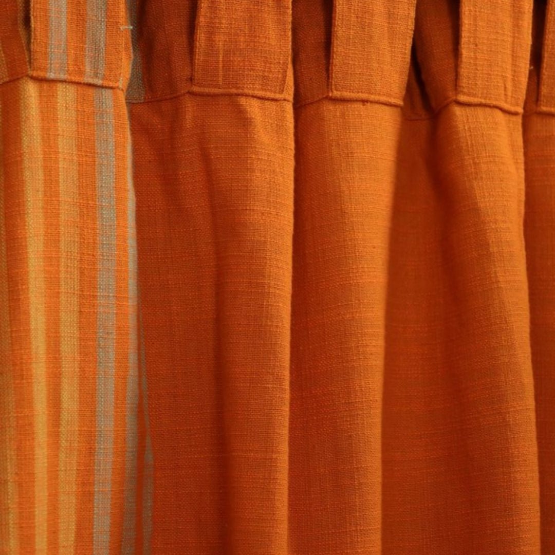 Pure Cotton Semi Blackout Curtains in Apricot and Rust colour with 60% light blocking | Best curtains for living room