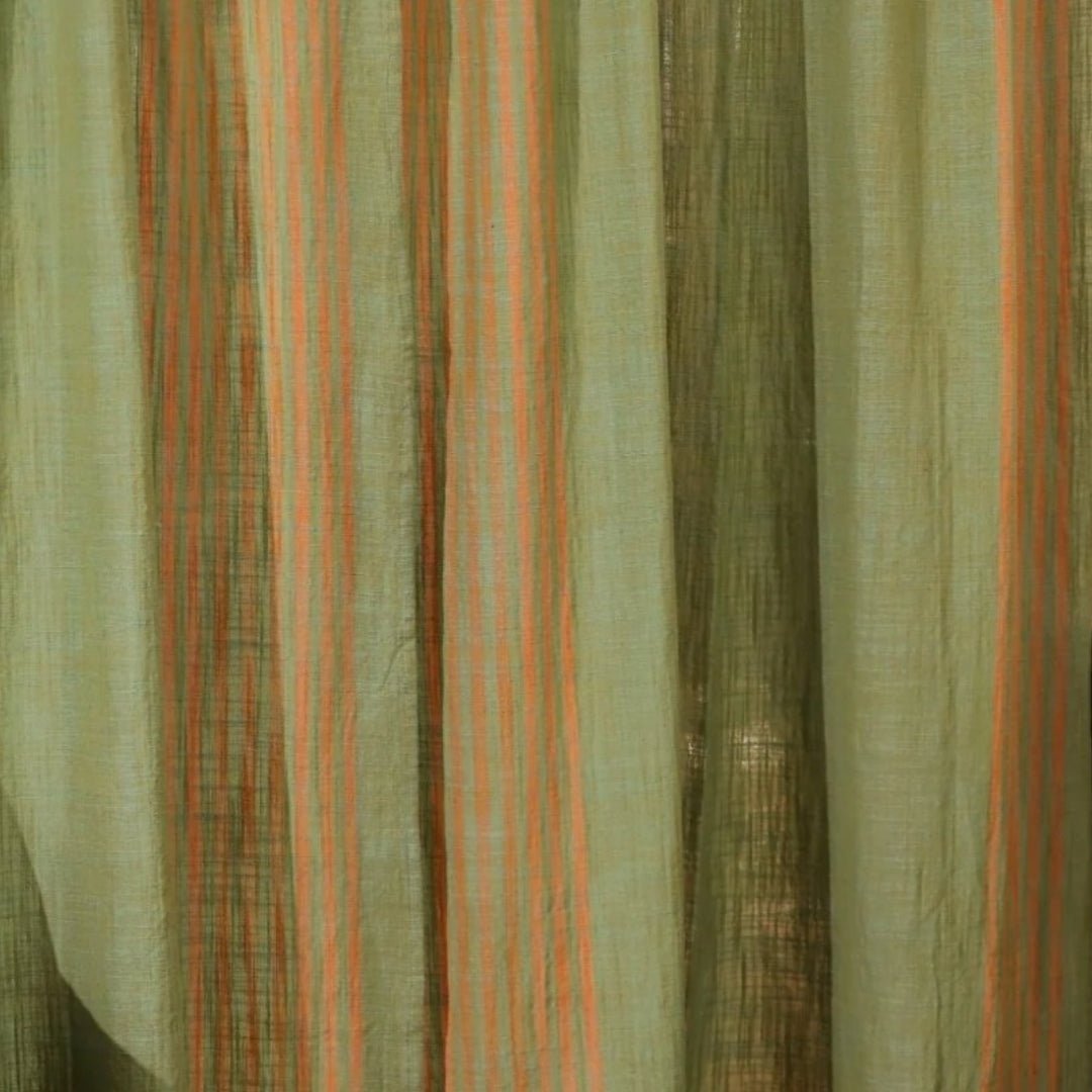 Pure Cotton Semi Blackout Curtains in Sage and Teal colour with 60% light blocking | Best curtains for living room
