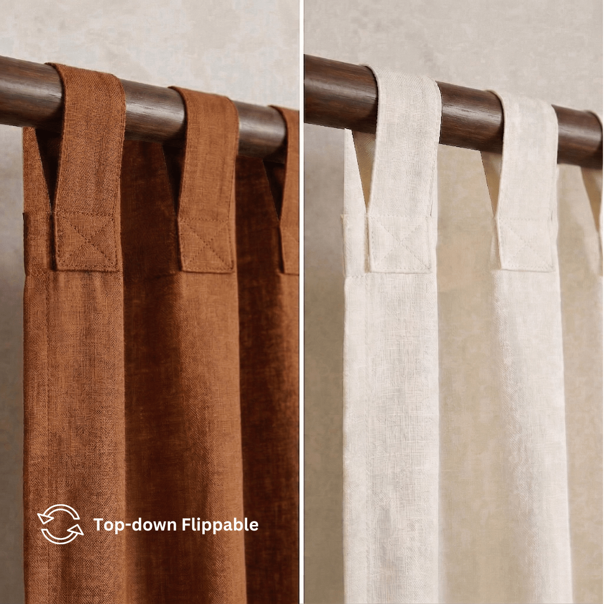 Pure Cotton Door Curtain in Rust & Off White available in set of 1 and 2
