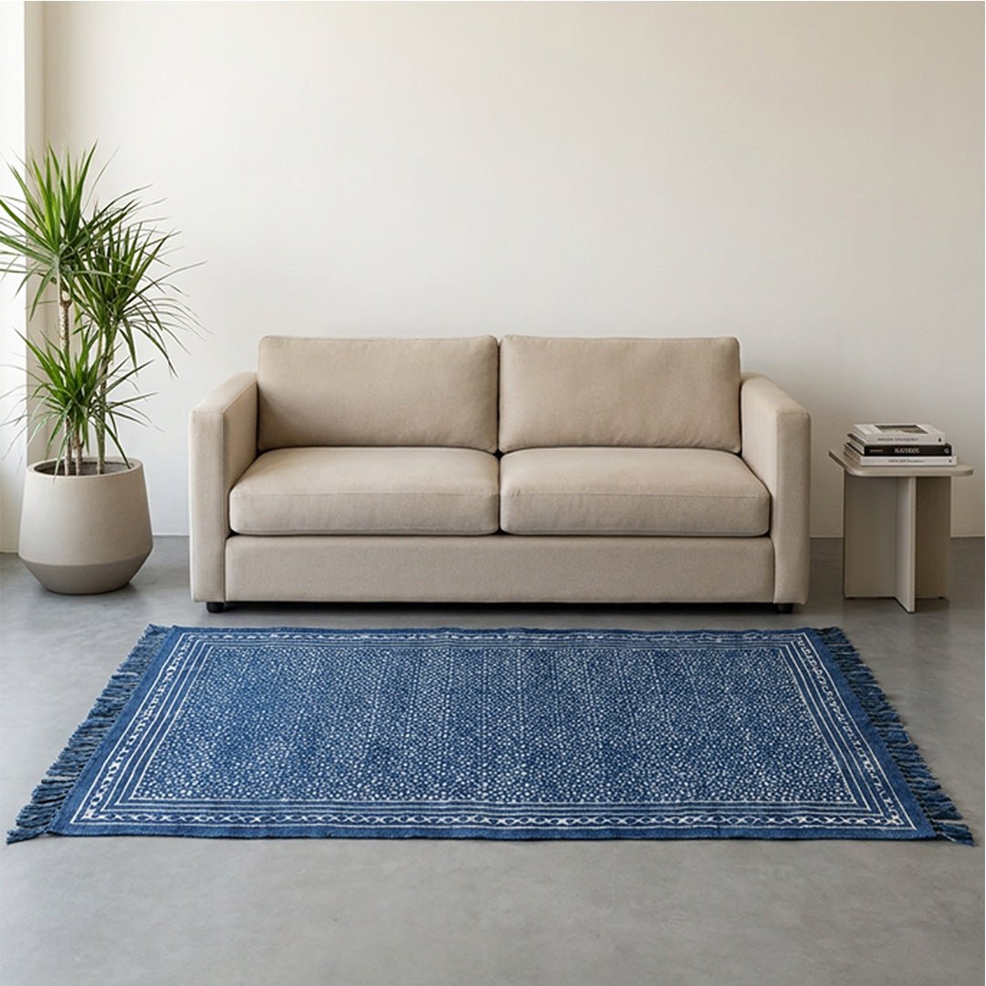 Cotton Floor Rug for Living Room and Bedroom hand block printed with ...