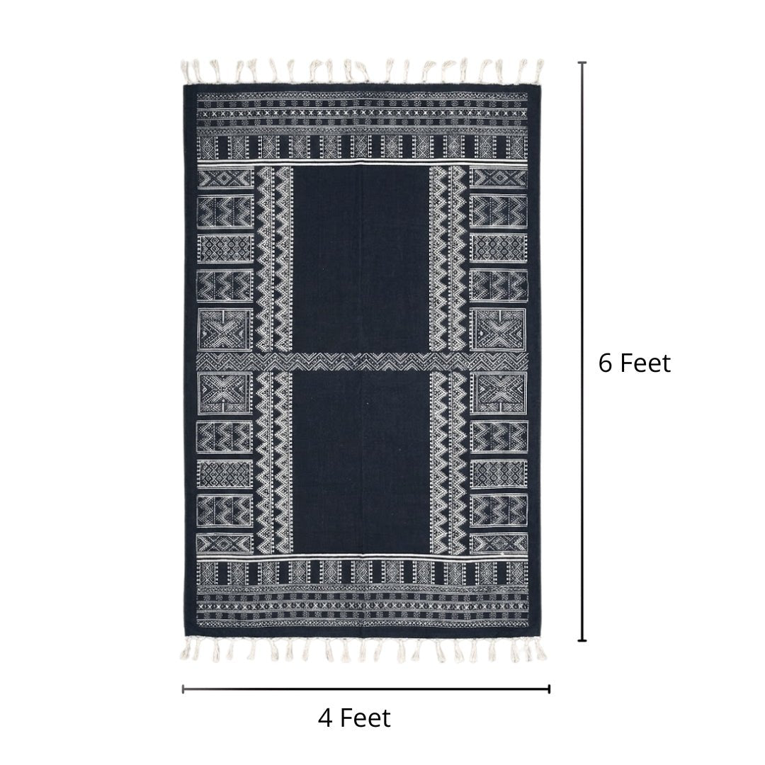 Blue Cotton Hand Printed Living Room Rugs. Adds style to any room
