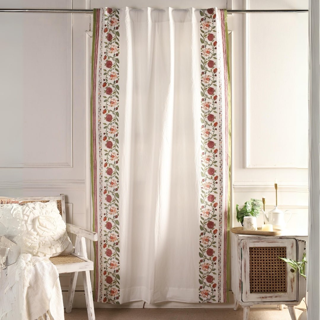 Pure Cotton Sheer Curtains in floral patterns, available in 5ft and 7ft