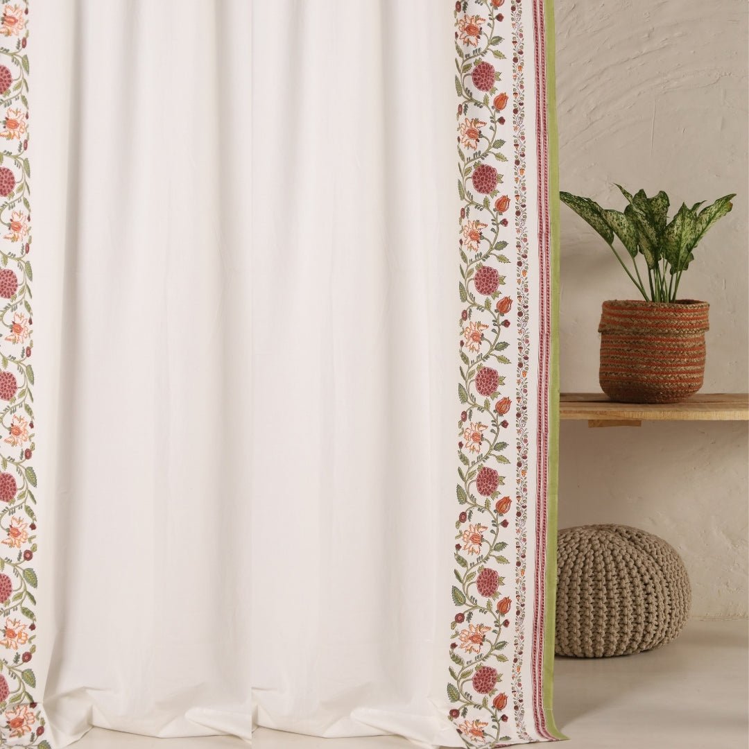 Pure Cotton Sheer Curtains in floral patterns, available in 5ft and 7ft