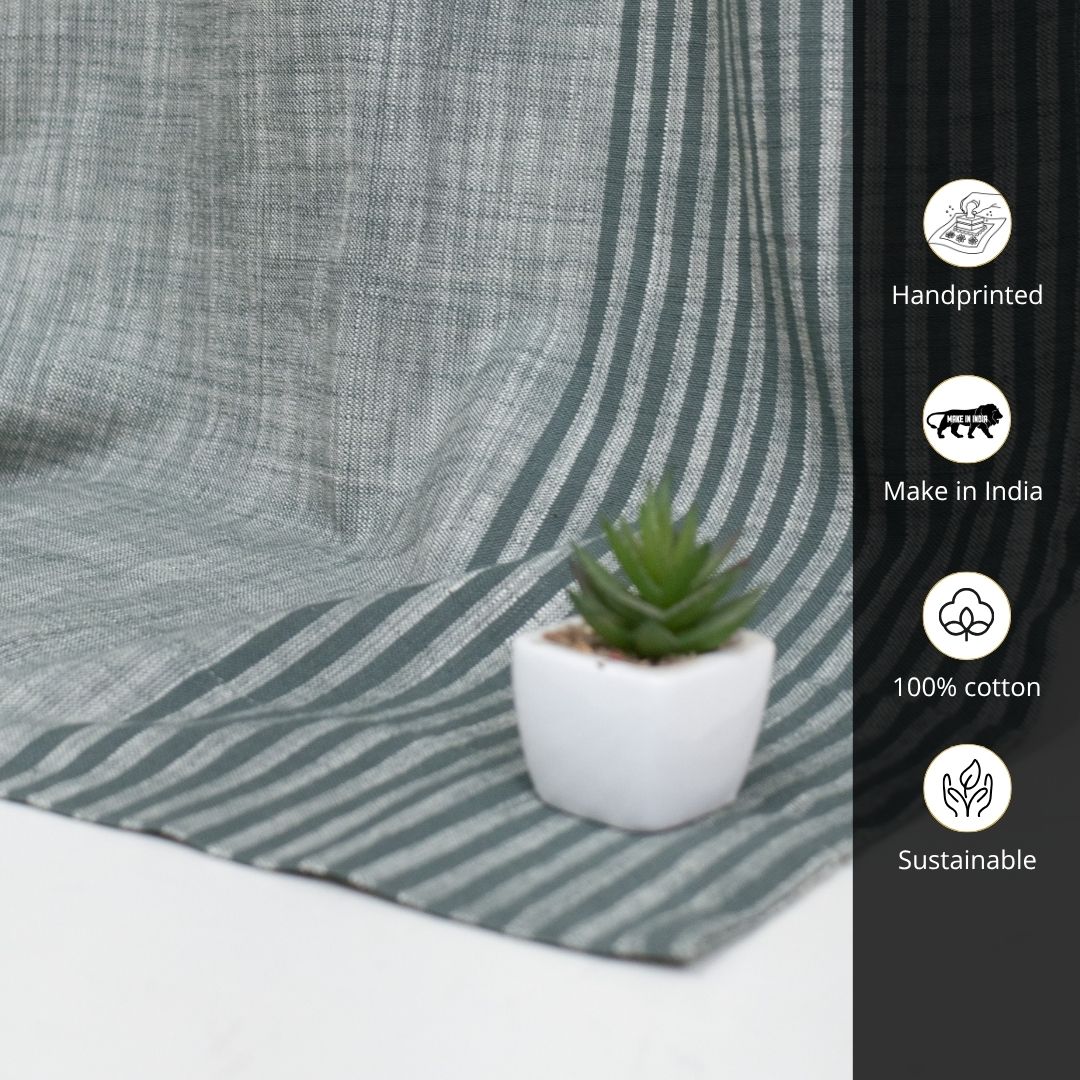 Pure Cotton Sheer Curtains Dusty Pink & Green | Peepul Tree 7ft. and 8ft. | Set of 3 curtains