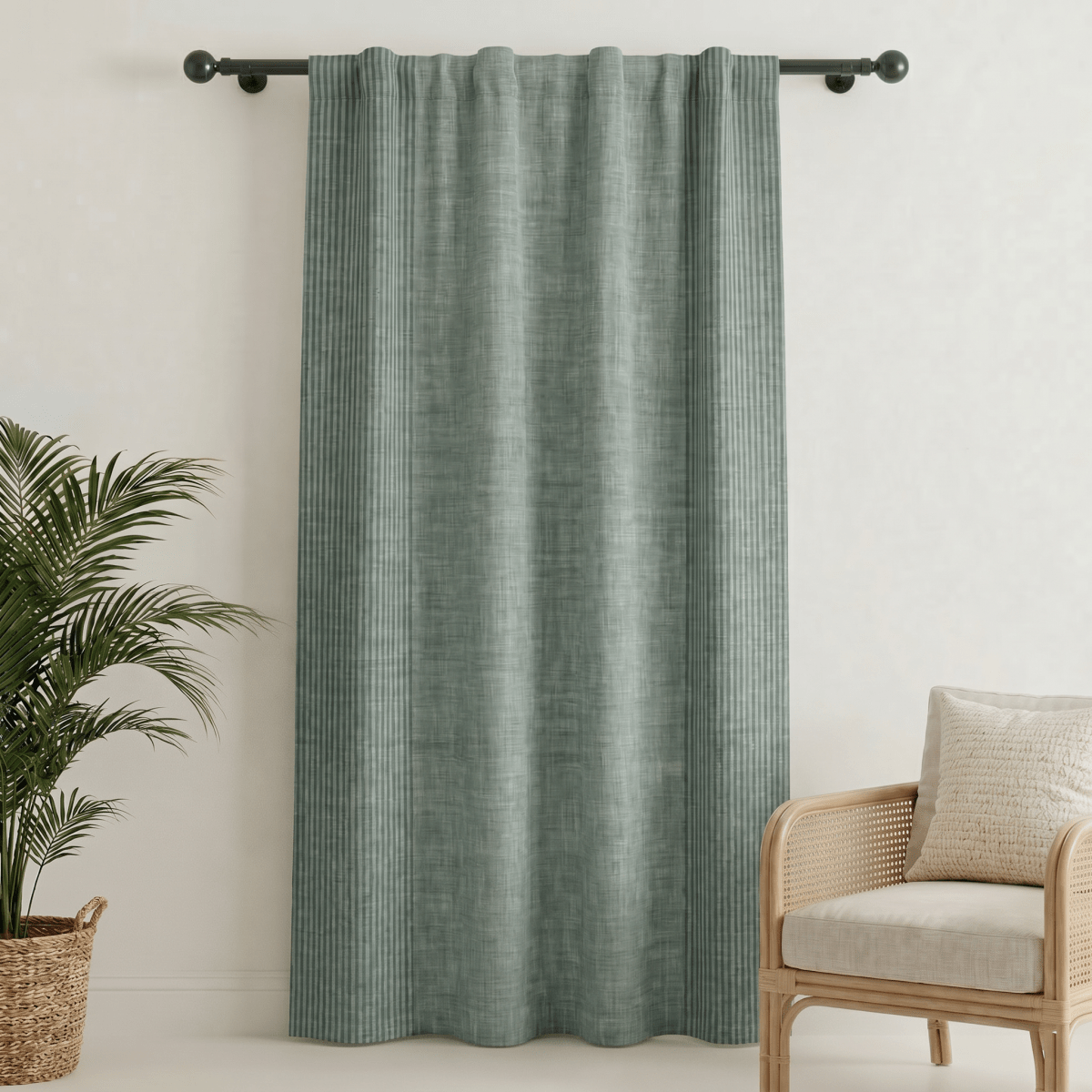 Pure Cotton Semi Blackout Curtains in Green colour with 60% light blocking | Best curtains for living room