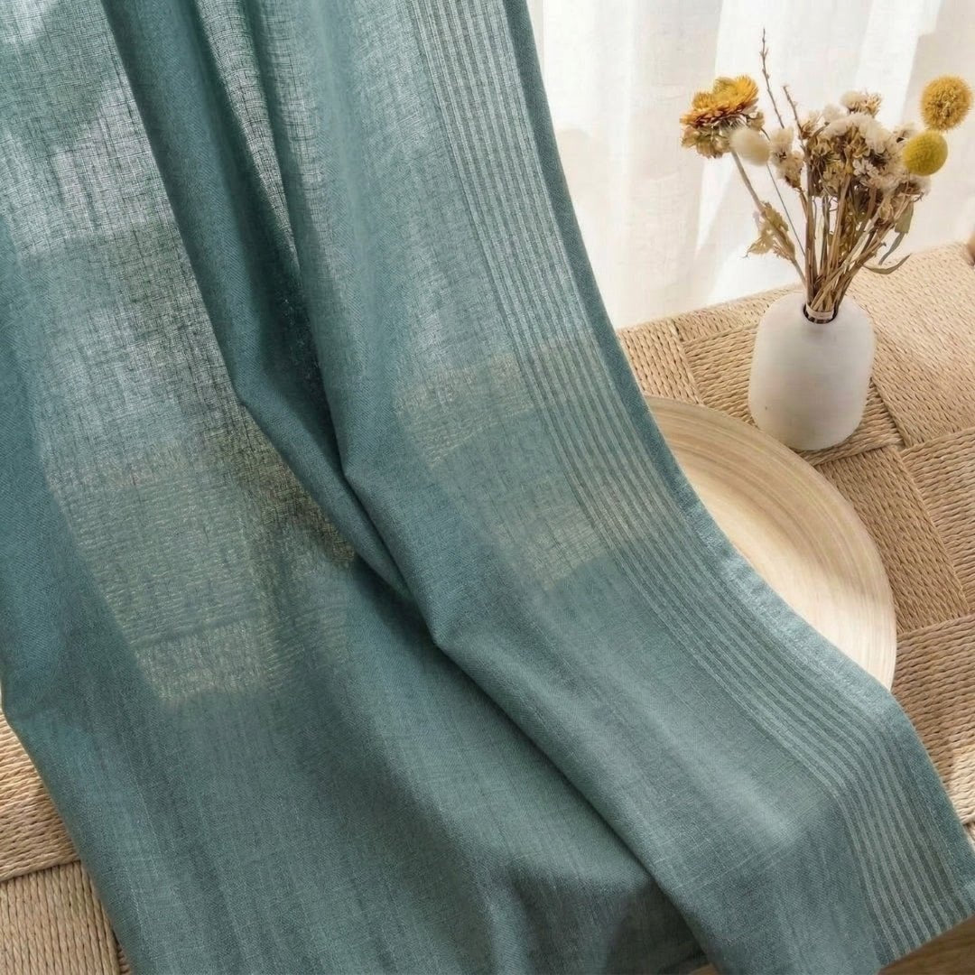 Pure Cotton Semi Blackout Curtains in Green colour with 60% light blocking | Best curtains for living room