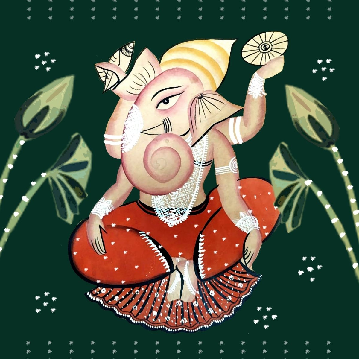 Kalighat Wall Painting Of Ganesha
