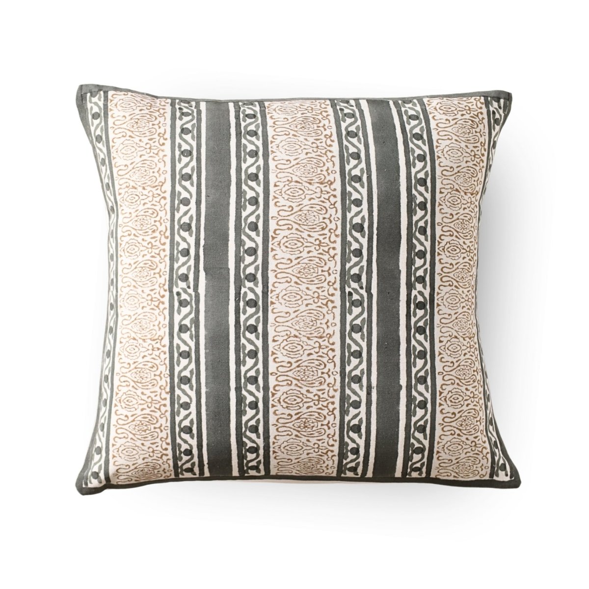 Charcoal and Off White Pure Cotton Cushion Cover | 18x18 in | Set of 1,2,3,4 and 5 | Striped