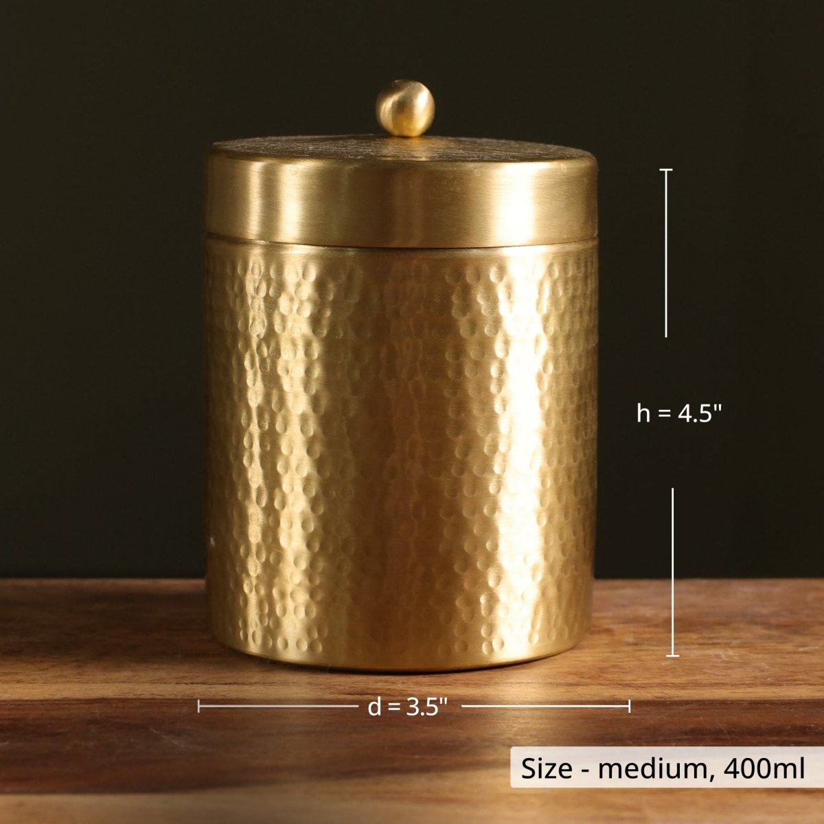 Handcrafted pure brass storage jar with traditional etching, ideal for kitchen storage, adding timeless Indian elegance.