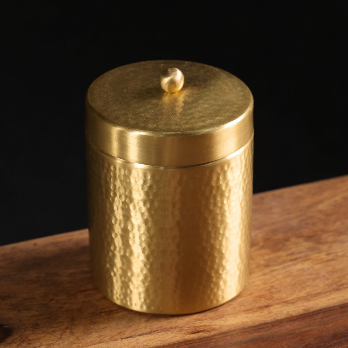 Handcrafted pure brass storage jar with traditional etching, ideal for kitchen storage, adding timeless Indian elegance.