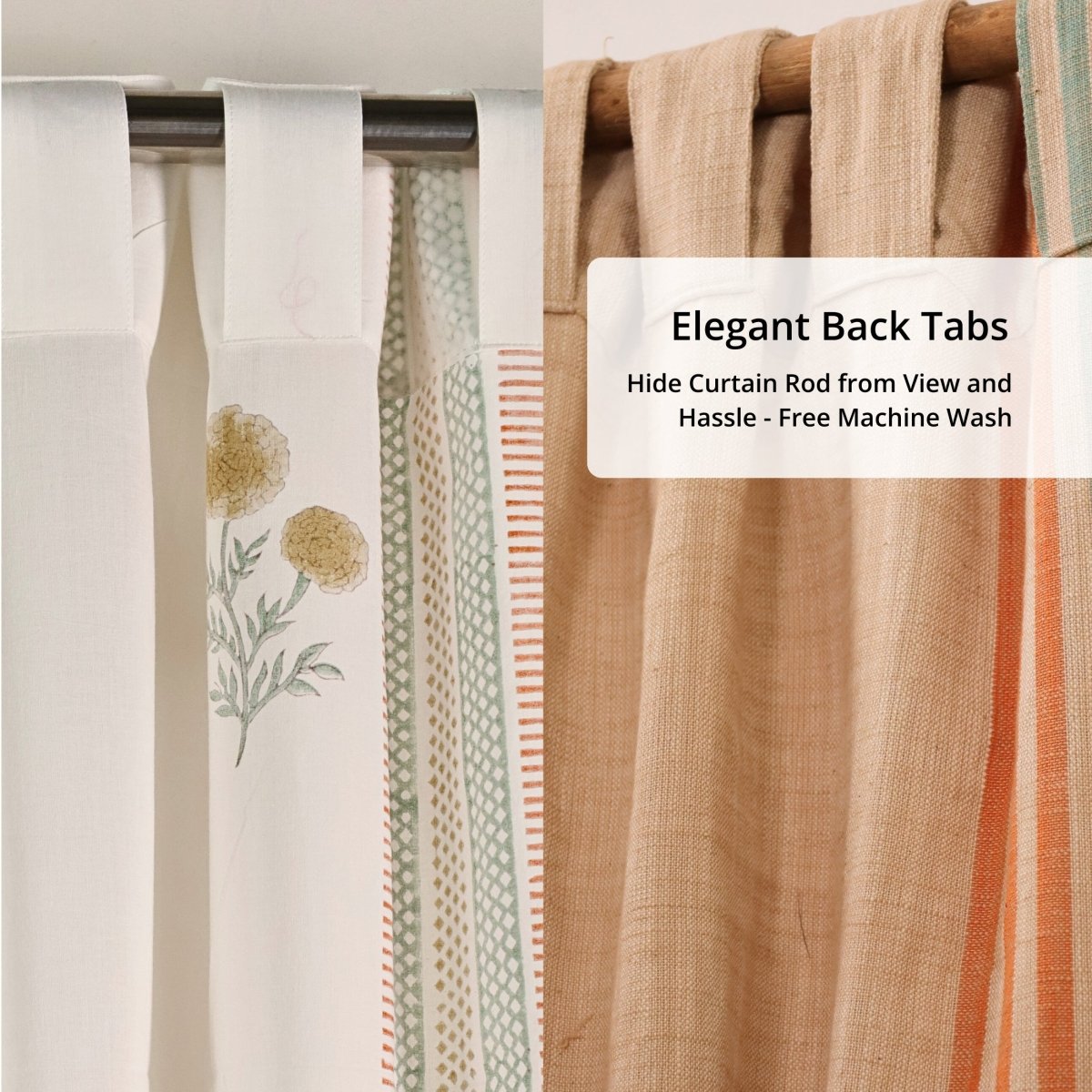 Pure Cotton Handwoven & Sheer Curtain Set | 7 Feet Curtains for Home
