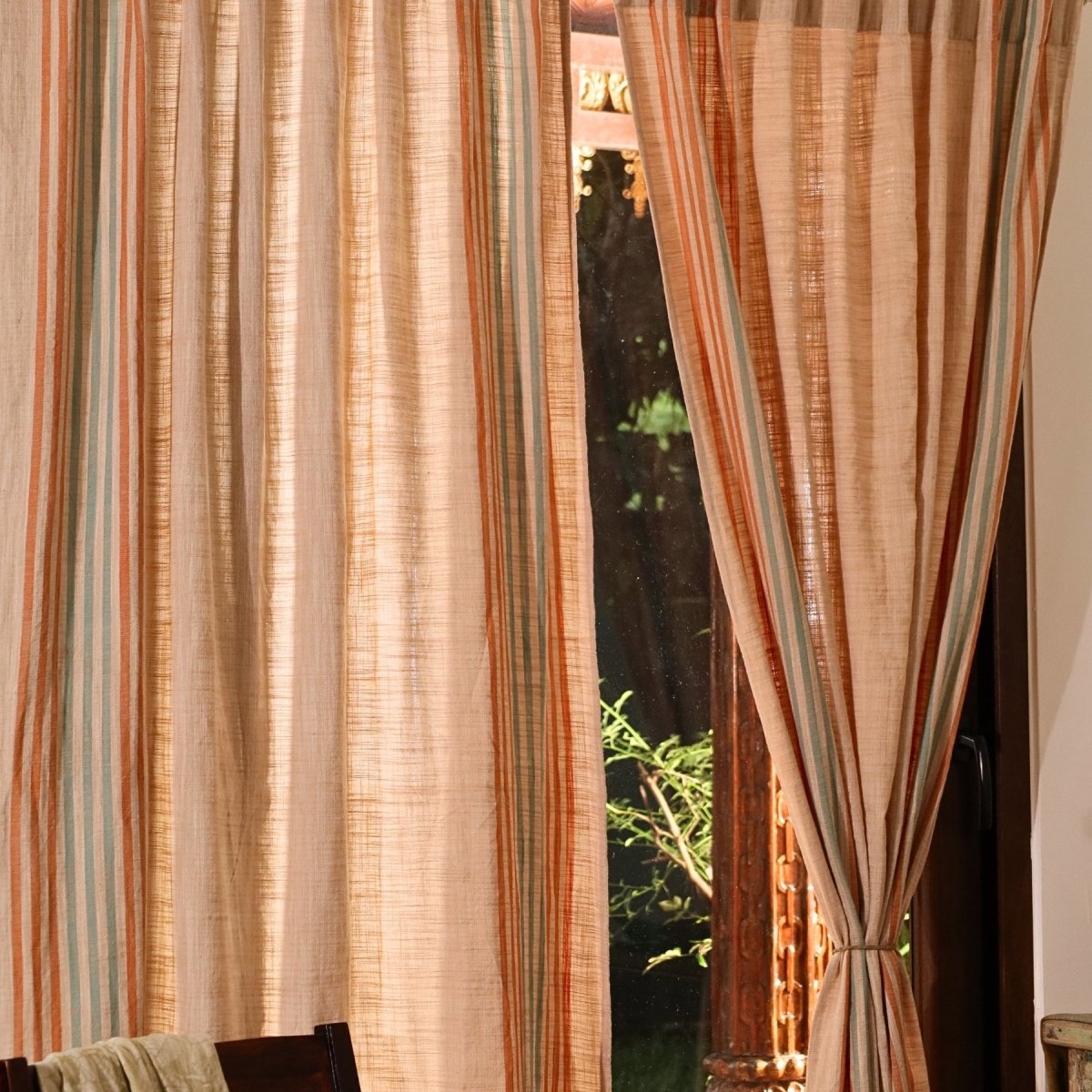 Pure Cotton Semi Blackout Curtains in Ivory colour with 60% light blocking | Best curtains for living room