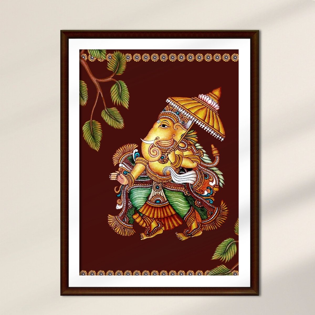 Ganesha Wall Art Painting in Kerala Mural Art Form