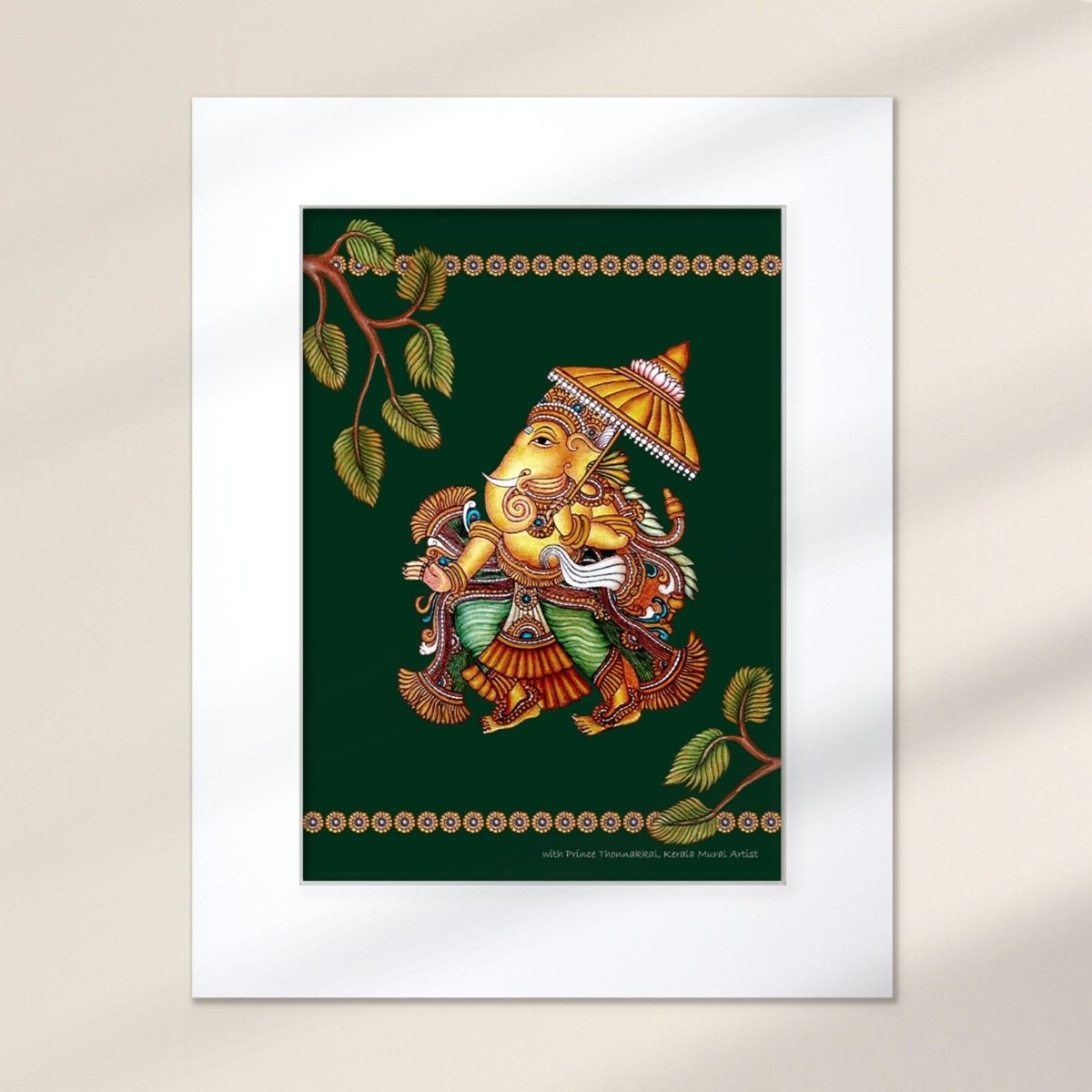 Ganesha Wall Art Painting in Kerala Mural Art Form