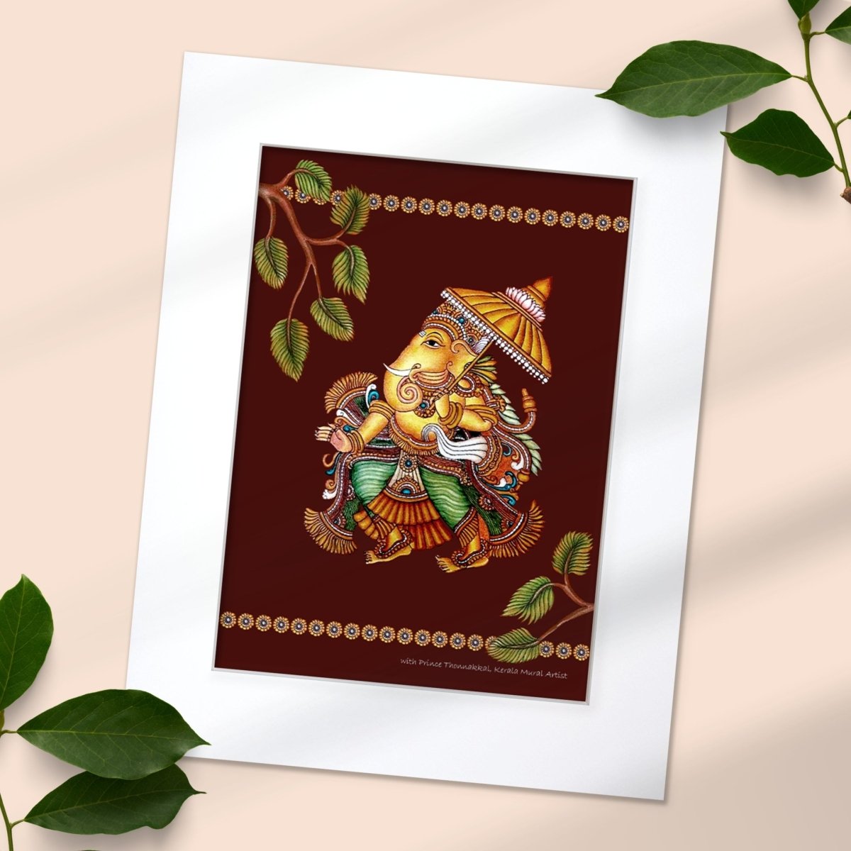 Ganesha Wall Art Painting in Kerala Mural Art Form