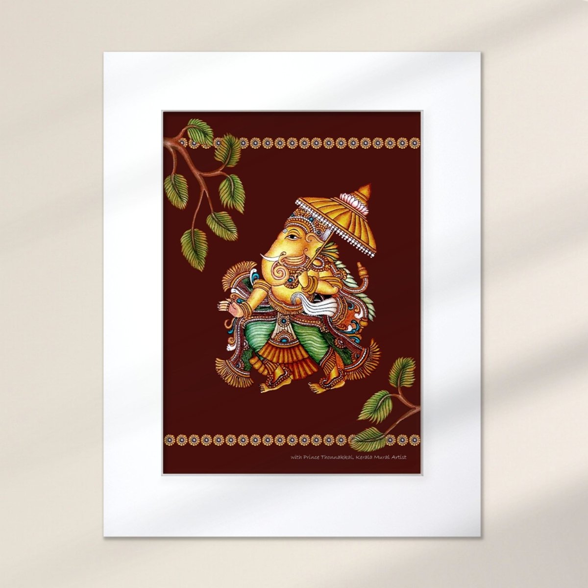 Ganesha Wall Art Painting in Kerala Mural Art Form