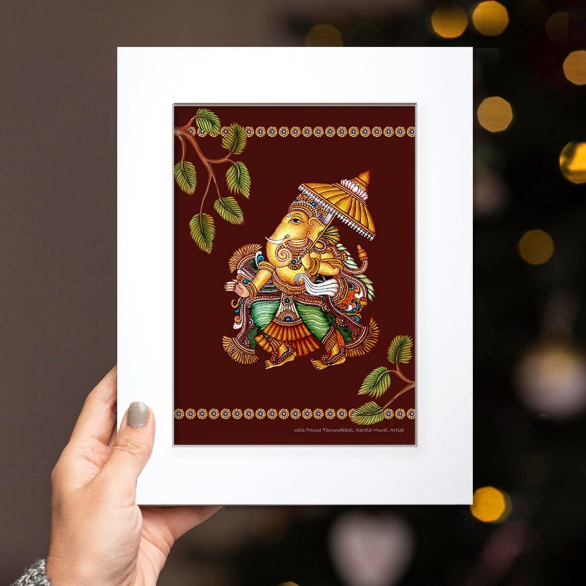 Ganesha Wall Art Painting in Kerala Mural Art Form