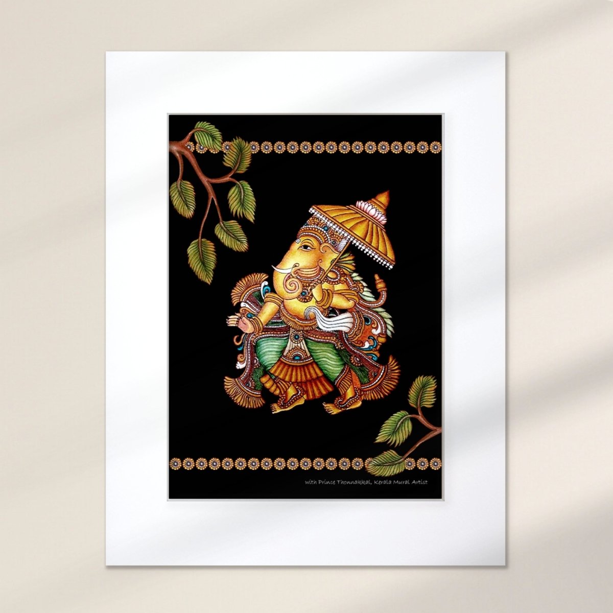 Ganesha Wall Art Painting in Kerala Mural Art Form
