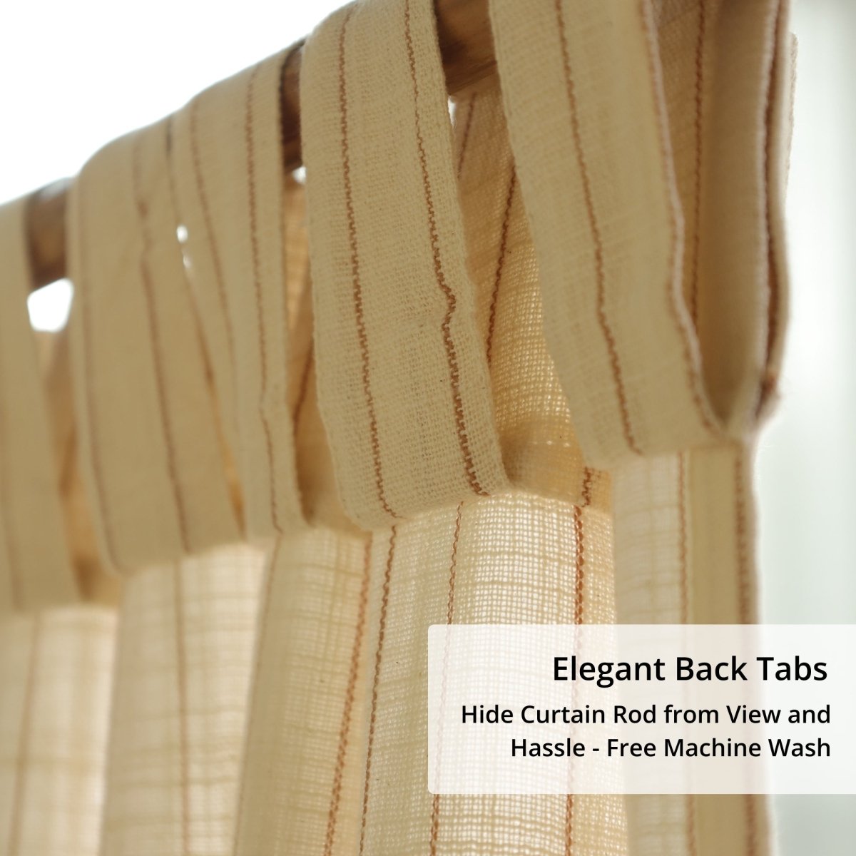 Striped Cotton Curtain Handwoven in Off White Colour | 7 feet or 9 feet option available |