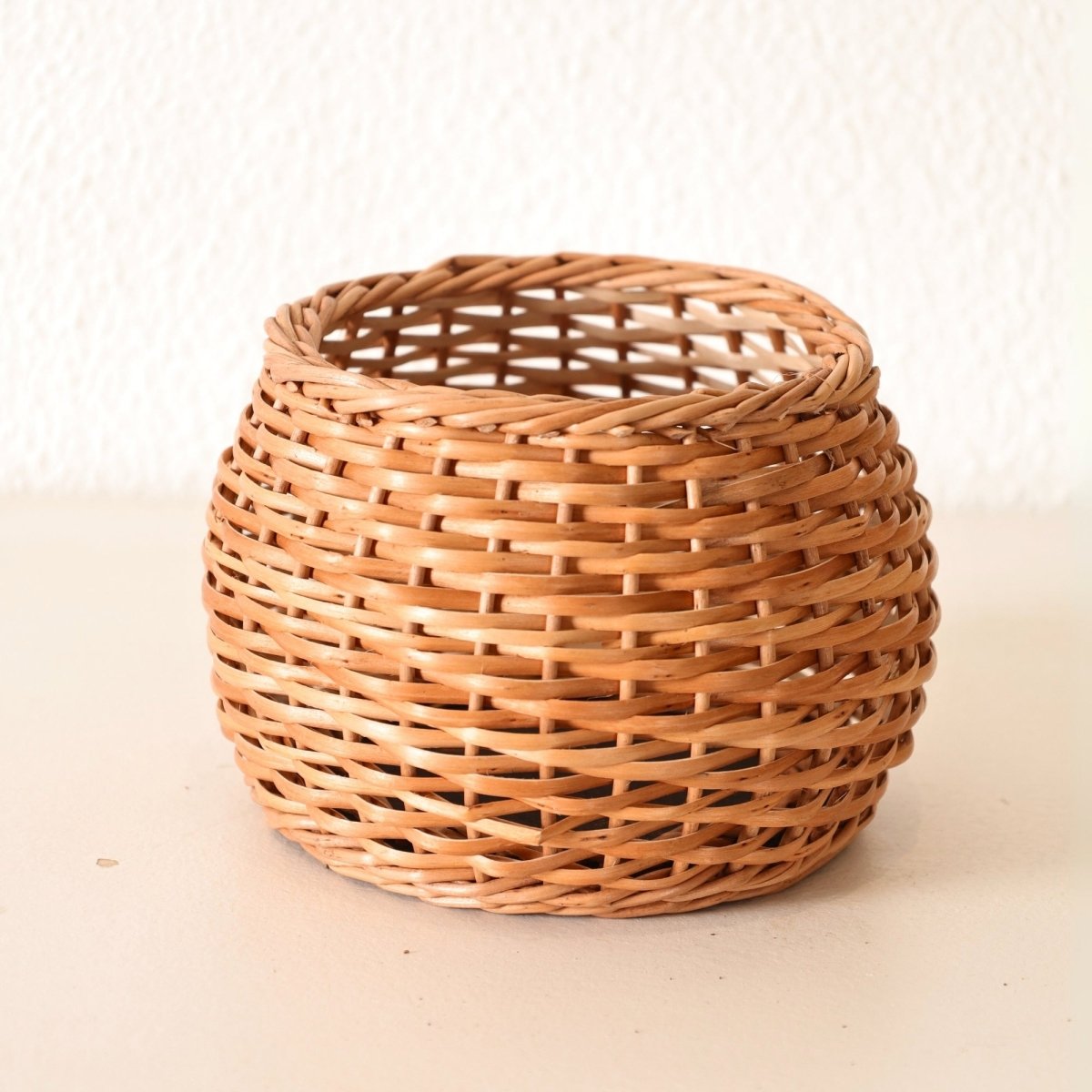 Brown Wicker and Wood Planter | Eco-friendly Indoor Decor