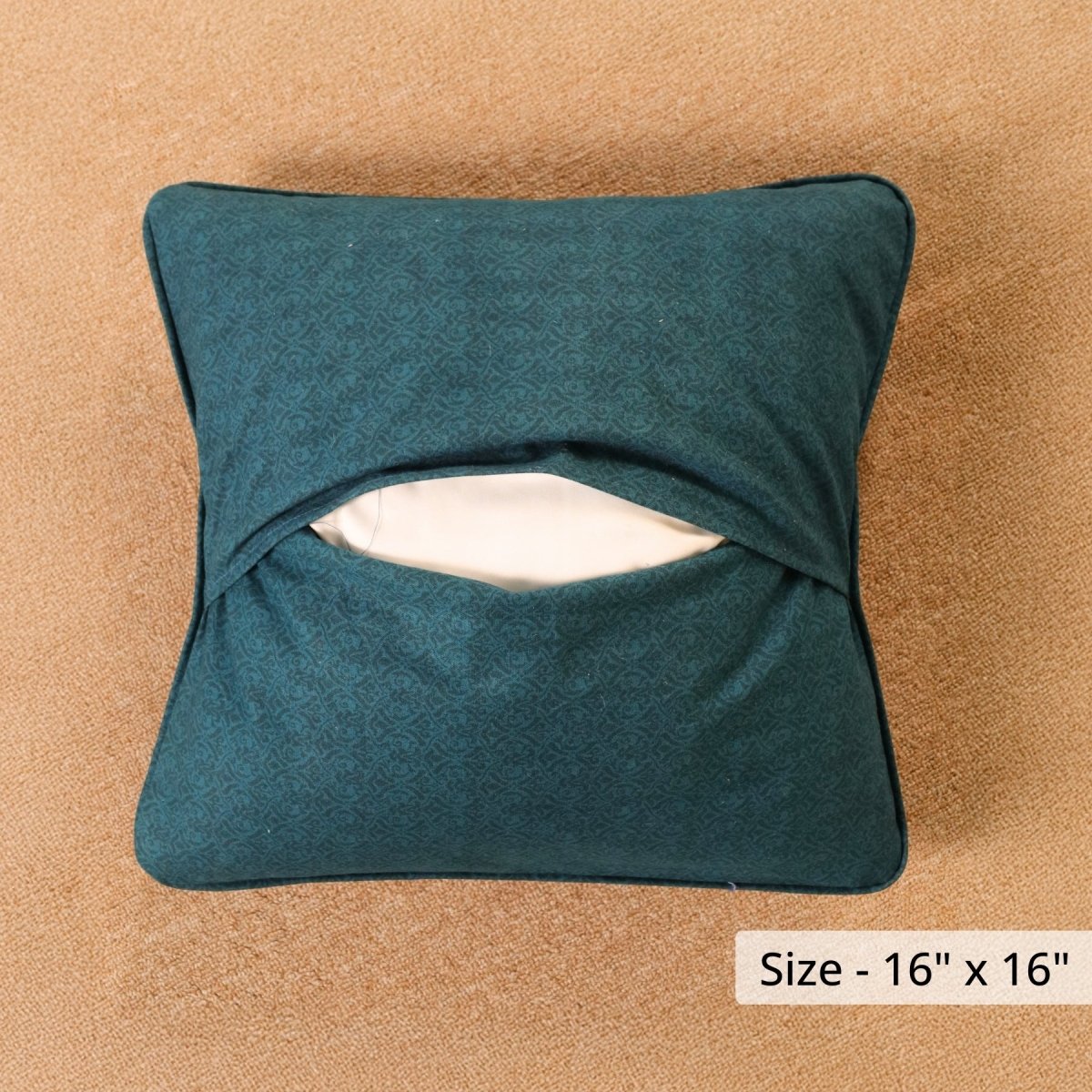 Cotton Cushion Cover in Ivory Maroon and Navy Blue | 16x16 in | Set of 3