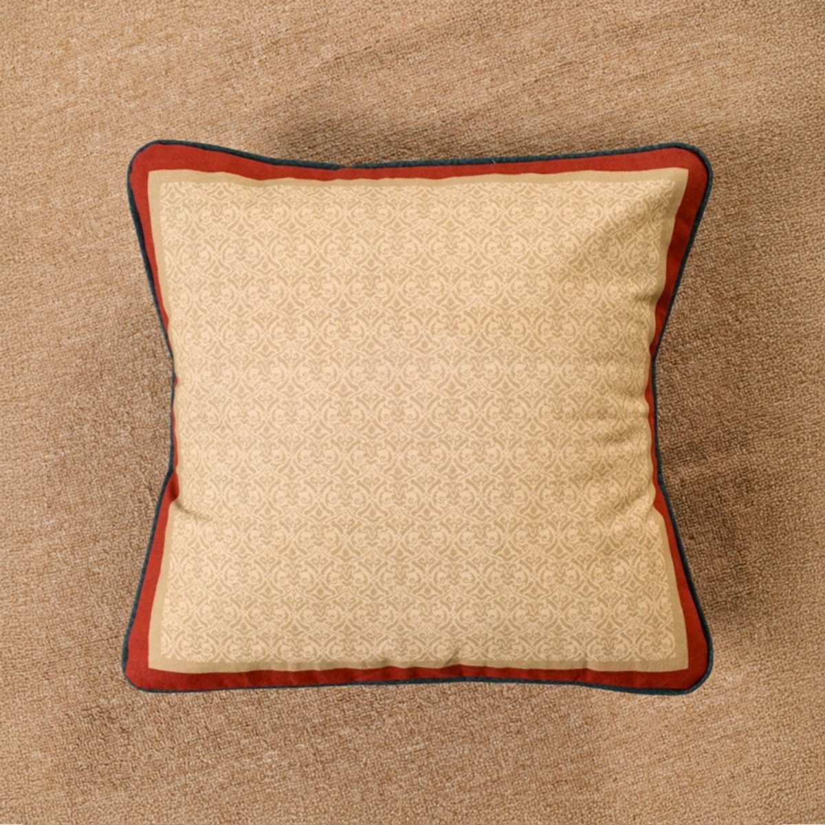 Cotton Cushion Cover in Ivory Maroon and Navy Blue | 16x16 in | Set of 1,2 and 4