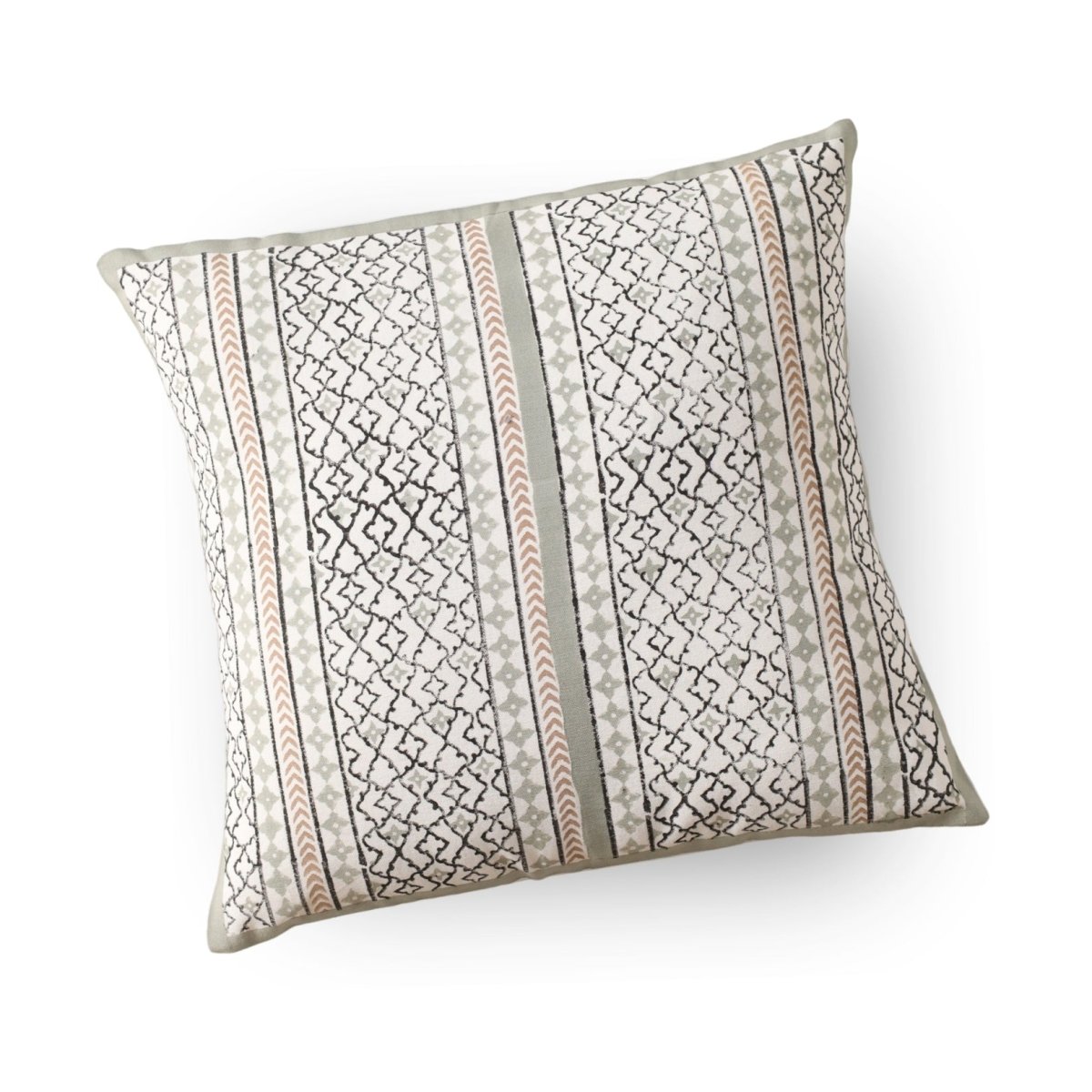 Aqua and Off White Pure Cotton Cushion Cover | 18x18 in | Set of 1,2,3,4 and 5 | Block Printed