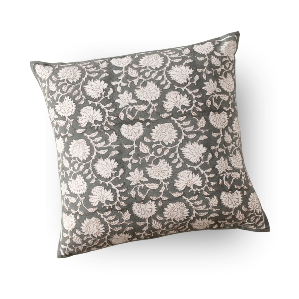 Charcoal and Off White Pure Cotton Cushion Cover | 18x18 in | Set of 1,2,3,4 and 5 | Block Printed
