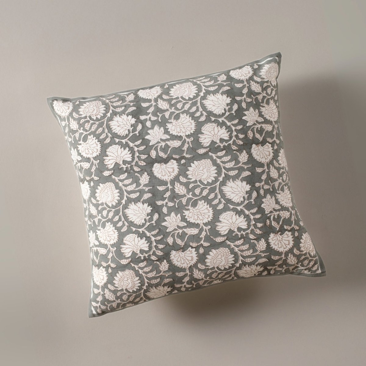 Charcoal and Off White Pure Cotton Cushion Cover | 18x18 in | Set of 1,2,3,4 and 5 | Block Printed