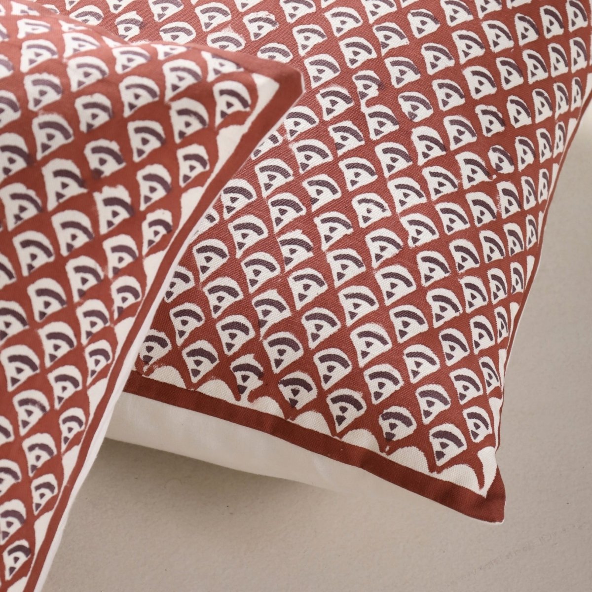 Maroon and Black Pure Cotton Cushion Cover | 18x18 in | Set of 1,2,3,4 and 5 | Block Printed