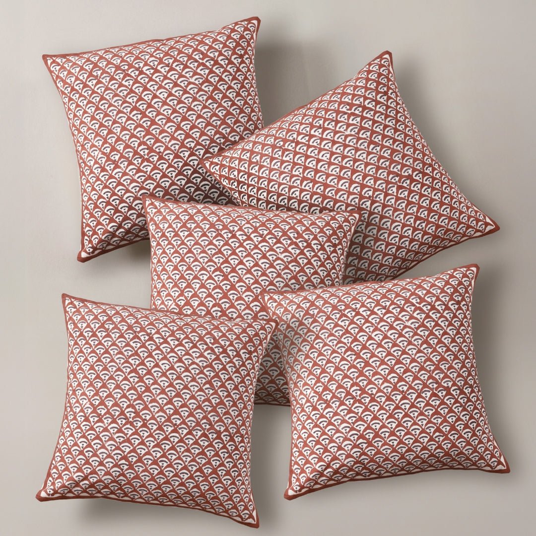 Maroon and Black Pure Cotton Cushion Cover | 18x18 in | Set of 1,2,3,4 and 5 | Block Printed