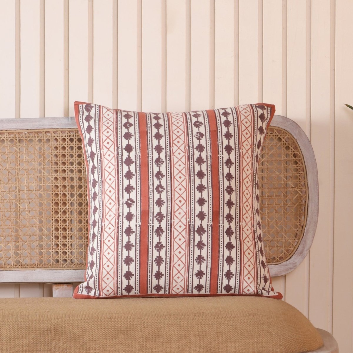 Maroon and Black Pure Cotton Cushion Cover | 18x18 in | Set of 1,2,3,4 and 5 | Block Printed