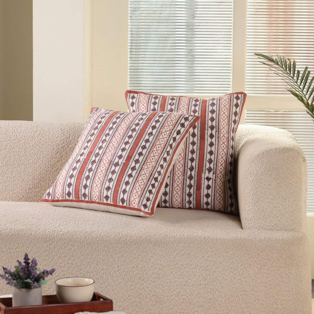 Maroon and Black Pure Cotton Cushion Cover | 18x18 in | Set of 1,2,3,4 and 5 | Block Printed