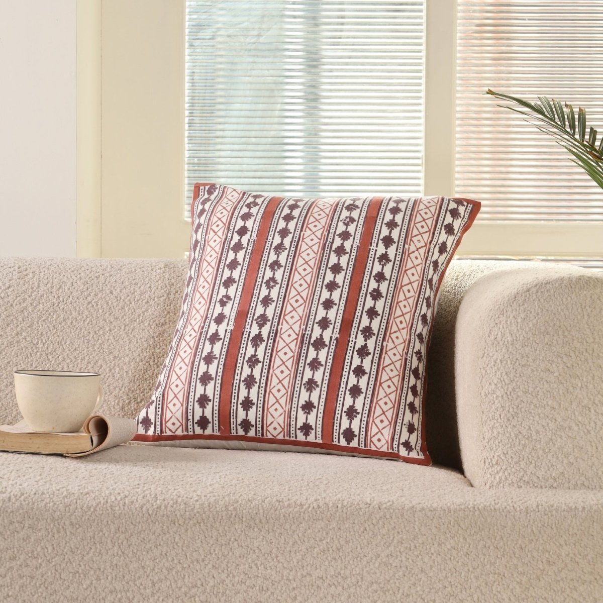 Maroon and Black Pure Cotton Cushion Cover | 18x18 in | Set of 1,2,3,4 and 5 | Block Printed