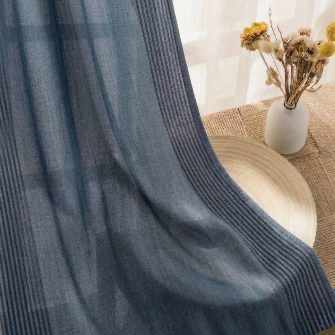 Pure Cotton Semi Blackout Curtains in Blue colour with 60% light blocking | Best curtains for living room