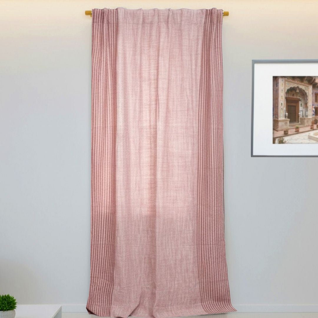 Pure Cotton Semi Blackout Curtains in Dusty pink with 60% light blocking | Best curtains for living room