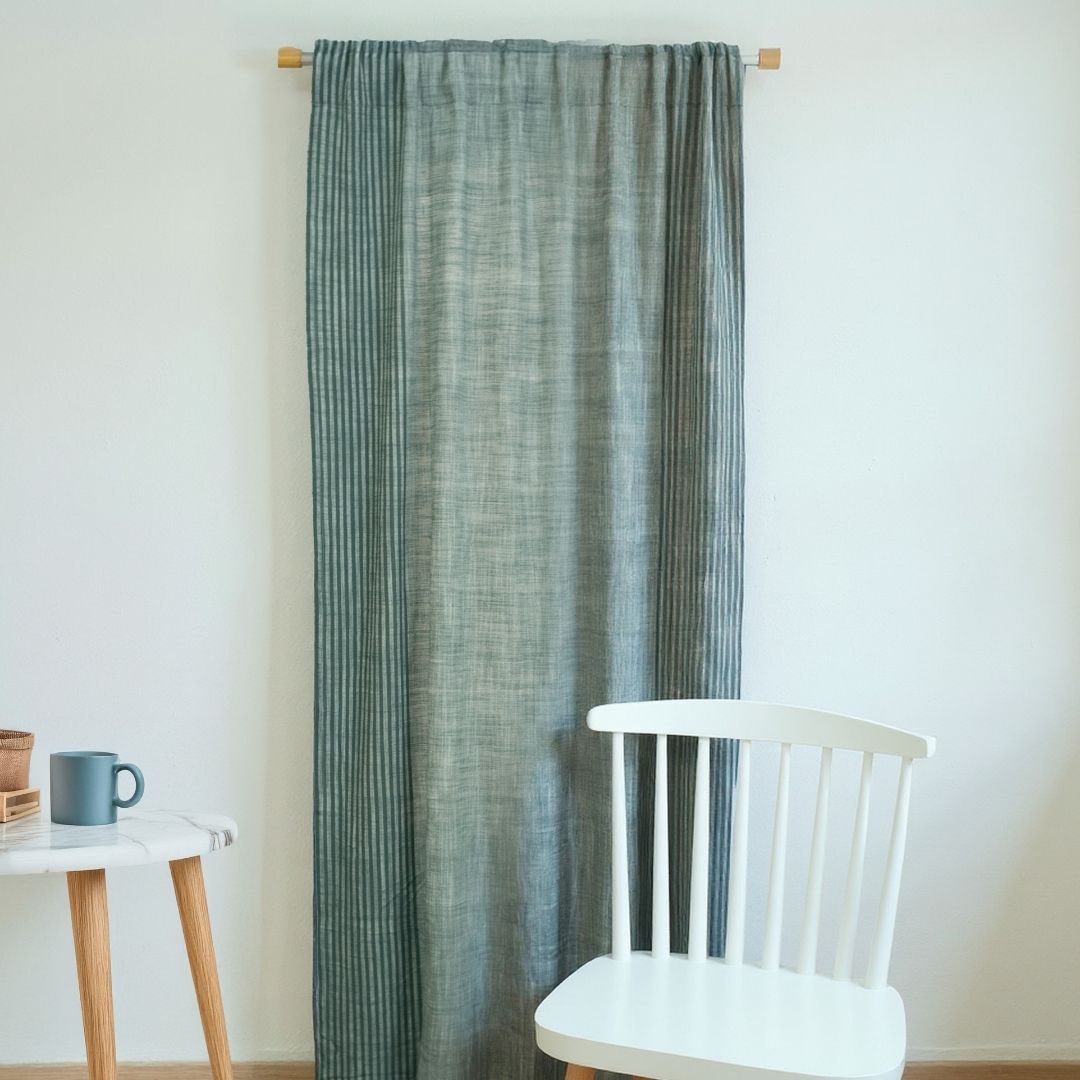 Pure Cotton Semi Blackout Curtains in Green colour with 60% light blocking | Best curtains for living room