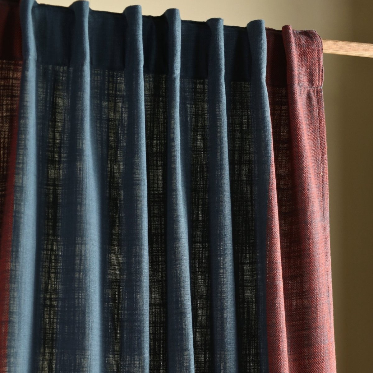 Pure Cotton solid Curtains set in bright navy blue Colours, available in 7ft as pack of 2